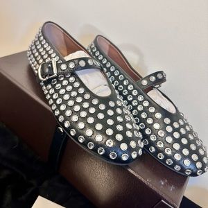 Alaïa Strass embellished rhinestone studs ballet flats 38